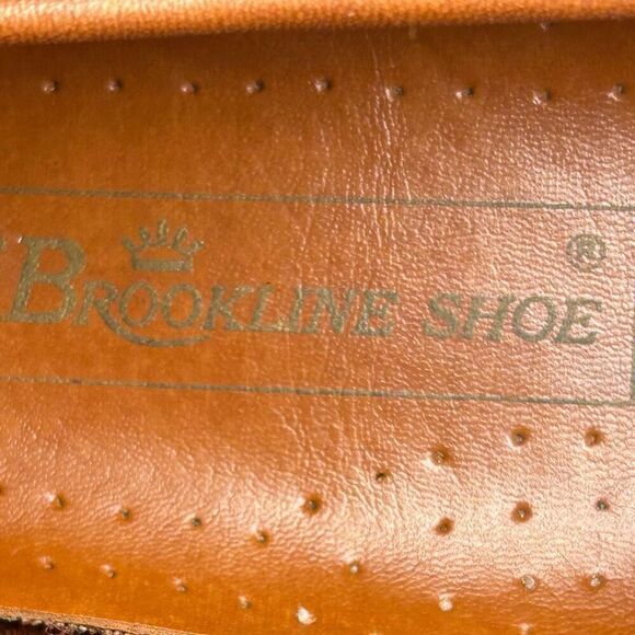 Brookline Shoes Men’s Size 8 Brown Leather Penny Loafer Contrasting Stitching - Picture 9 of 9